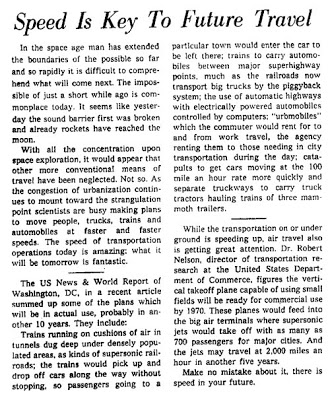Illustration for article titled Speed is Key to Future Travel (1965)